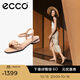 愛(ài)步（ECCO）涼鞋女 夏季方頭一字帶通勤休閑百搭粗跟涼鞋 雕塑233803 淺棕色23380361103 39