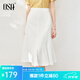 歐莎（OSA）法式高腰白色a字半身裙子女士夏季2025年新款顯瘦遮胯魚(yú)尾傘裙 白色 S