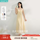 茵曼（INMAN）章若楠同款歐若風(fēng)法式吊帶連衣裙2025夏季新品女裝淡鵝黃色裙子 淺黃色 (方領(lǐng)) L
