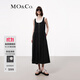 MO&Co.連衣裙夏機能風(fēng)金屬拉鏈開(kāi)襟U領(lǐng)高腰抽繩寬松量感A字裙摩安珂 黑色 S 160