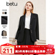 百圖betu女裝春季新款西裝氣質(zhì)小西服外套學(xué)院風(fēng)通勤西服2401T37 黑色 S