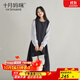 十月媽咪孕婦連衣裙2025春秋款泡泡袖中長(cháng)款小立領(lǐng)荷葉邊寬松長(cháng)袖裙 深灰 L