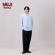 無印良品（MUJI）男式 易干平紋盤扣襯衫男士長袖襯衣新中式 25年春季男裝ACA27C5S 淺藍色 M (170/92A)
