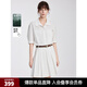 ELLE白色通勤風(fēng)襯衫連衣裙女2025夏季新款萊賽爾天絲收腰百褶短裙 白色 M