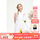 ELLE KIDS童裝 無(wú)袖刺繡連衣裙女兒童夏季新款學(xué)院風(fēng)翻領(lǐng)寬松裙子 白色 160 (S)
