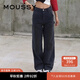 moussy 女裝新款中性風(fēng)口袋細節長(cháng)款直筒牛仔褲010GSK11-0380 021淺黑色 S 00001