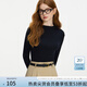 范思藍恩坑條高領(lǐng)打底針織衫女冬季2024新款修身長(cháng)袖上衣14010 暗夜黑 XL