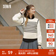 森馬（Semir）森馬針織衫女短款假兩件條紋氣質(zhì)2024春套頭衫通勤 白黑色調00319 M 160/84A