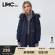 金羽杰冬季新潮羽絨派克服女中長(cháng)款大毛領(lǐng)連帽拼接羽絨服女士Y21806161