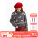 ELLE KIDS童裝 法式經(jīng)典羊毛馬海毛混紡女童毛衣開(kāi)衫秋冬針織外套 灰色 165 (M)