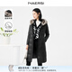 娜爾思（NAERSI）水貂毛領(lǐng)白鴨絨長(cháng)款綿羊皮羽絨服外套女冬新款 黑色 L