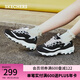 斯凱奇（Skechers）女鞋蕾絲熊貓鞋厚底增高百搭休閑運(yùn)動(dòng)經(jīng)典復(fù)古老爹鞋11959 黑色/白色/BKW 37