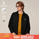 哈吉斯（HAZZYS）男裝 春秋款寬松外套【PHIZ系列】牛仔夾克男ASVZU0BCI18 黑色BK XL （180/100A 50）