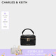 CHARLES&KEITH菱格鏈條手提斜挎小方包生日禮物七夕禮物CK2-80782534 Black黑色 小包