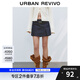 UR2025夏季新款女裝休閑復(fù)古學(xué)院風(fēng)腰帶牛仔短褲UWM850140 靛藍(lán) 27