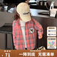 圖圖小象女童襯衫2025秋季新款寶寶復古格子襯衣兒童磨毛外套 粉色 140