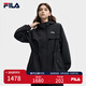 FILA 斐樂官方女裝梭織外套2025秋新款時尚休閑收腰寬松連帽工裝夾克 正黑色-BK L 170/88A/L
