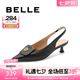 百麗（Belle）氣質(zhì)包頭涼鞋女商場款真皮優(yōu)雅細跟涼鞋B4B1DBH4 黑色 36 (230mm)