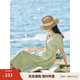 茵曼（INMAN）七七同款連衣裙2025夏女裝新款田園純棉提花方領(lǐng)A字泡泡袖蛋糕裙 淡綠色 L