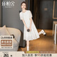 絲柏舍泡泡袖連衣裙2025夏季新款女裝清新鏤空拼接圓領(lǐng)中長(zhǎng)裙
