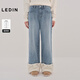 樂(lè )町直筒牛仔褲冬磨毛加厚可拆卸褲子C1HAF4427 藍2 M
