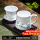 漢茗景德鎮(zhèn)高端白瓷玲瓏茶水分離杯伴手禮送辦男士辦公陶瓷泡茶杯個(gè)人 玄杯承梅-青花玲瓏茶漏杯-禮盒裝