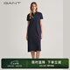 GANT/甘特新款女裝翻領(lǐng)長(zhǎng)裙裙子純色休閑寬松百搭POLO裙短袖連衣裙 晚藍(lán)色 M