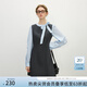 范思藍(lán)恩韓系假兩件拼接連衣裙女2025春裝新款千金學(xué)院風(fēng)裙子1291 藍(lán)拼灰 L