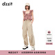 DZZIT【爆款補單】明星同款地素休閑褲春夏復(fù)古運動女3H2Q4071A 深卡其色 S
