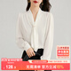 尚都比拉通勤飄帶領(lǐng)白色襯衫女秋季上衣珍珠扣設(shè)計氣質(zhì)休閑時尚洋氣襯衣