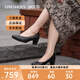 愛(ài)步（ECCO）女鞋秋季優(yōu)雅淺口粗跟黑色單鞋高跟鞋 雕塑45 230203海外直郵 01001 38