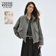 Teenie Weenie小熊女裝毛呢大衣秋冬季休閑通勤立領(lǐng)短款夾克外套 灰色 S