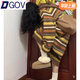 DGOV撞色條紋衛衣連帽連衣裙女秋季韓系直筒寬松長(cháng)款毛衣裙針織衫上衣 條紋毛衣裙zt M 建議95-105斤
