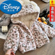 迪士尼（Disney）25新款時(shí)髦春季洋氣撞色豹紋加絨加厚寶寶連帽外套毛毛棉衣女童 粉色豹紋加絨加厚連帽外套 90 碼
