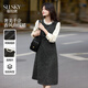 熙世界（sllsky）小香千金風(fēng)法式連衣裙2025秋冬新款假兩件大方得體的裙子 摩登黑 2XL
