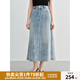 獨(dú)束大碼女裝 時(shí)尚燙銀牛仔半身裙2025夏裝新款高腰顯瘦中長(zhǎng)裙子 牛仔藍(lán) XL （尺碼：3）