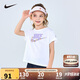 NIKE 耐克童裝大LOGO短袖T恤2025年夏季女童背后扭結(jié)設(shè)計兒童休閑上衣