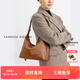 VANESSA HOGAN【張雅欽同款】VH女包欣冉hobo包頭層植鞣牛皮質(zhì)感斜挎腋下單肩包