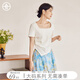對白【AN大碼系列】夏日調色盤(pán)不規則短袖T恤微胖mm設計感顯瘦小上衣 暖杏色 L 建議體重125-135