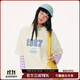 Mmlg 87mm 純棉短袖T恤女夏季新款潮牌印花復古百搭韓系情侶半截袖 米色 S