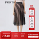 PORTS寶姿春夏新款女裝時(shí)尚印花半身裙百褶裙LM8S065KCP002 黑色 M (6)