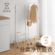 懶角落入戶(hù)衣帽架小型落地衣架臥室簡(jiǎn)易小號鐵晾曬置物架帶輪收納筐45cm
