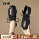 ZHR單鞋女春秋學(xué)院風(fēng)平底樂(lè)福鞋女復(fù)古圓頭通勤女鞋 BK86 黑色 39 