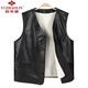 俞兆林（YUZHAOLIN）真皮馬甲男頭層牛皮中老年羊毛坎肩冬皮毛一體爸爸裝真皮背心馬夾 黑色【真牛皮面料+可拆卸羊皮毛一體內膽】 SY001 2XL 【120-140斤】