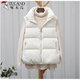 啄木鳥(niǎo)大碼羽絨棉服馬甲女秋冬季款韓版設計感口袋無(wú)袖坎肩背心馬夾外套 米白色薄 輕薄 L 建議95-110斤