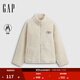 GAP女裝2025秋季新款貼布繡logo仿羊羔絨寬松拉鏈立領(lǐng)外套843660 米色 S (160/84A) 亞洲尺碼