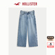 HOLLISTER25春夏新款美式vibe甜辣翻腰闊腿牛仔褲女裝KI355-5408 中間色 26 160/66A 2標準版