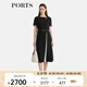 PORTS寶姿女裝2025春夏新款簡(jiǎn)約時(shí)尚撞色褶裥拼接短袖連衣裙ALQ8D045UWQ050 黑色 XL （10）