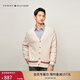 TOMMY HILFIGER25春夏新款男裝純棉肌理V領(lǐng)慵懶寬松美式風(fēng)毛衣針織開(kāi)衫外套 米白色Z00 M （推薦：135-150斤）