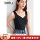 百圖betu女裝秋季新款吊帶衫雙面磨毛可拆卸胸墊V領(lǐng)背心女2409T42 黑色 L